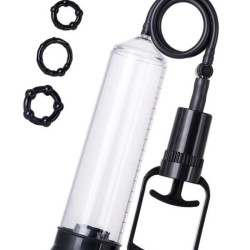 Censan 3 halkalı Penis Pompası, PVC siyah 23,5 cm 3 halkalı