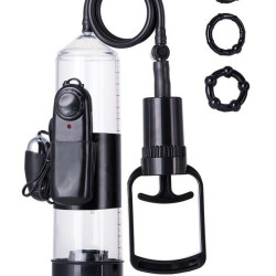 Censan 3 halkalı Titreşimli penis pompası PVC Siyah 22,8 cm