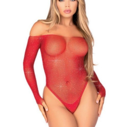 Censan Taşlı Kırmızı Fantazi Body Vücut Çorabı