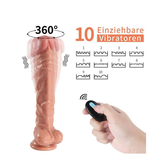 Jihad Knight  Uzaktan Kumandalı Şarjlı Realistik Penis Döner Başlı 25.5 cm